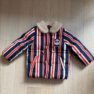 Mini Rodini Striped Kids Jacket with Panda Patch